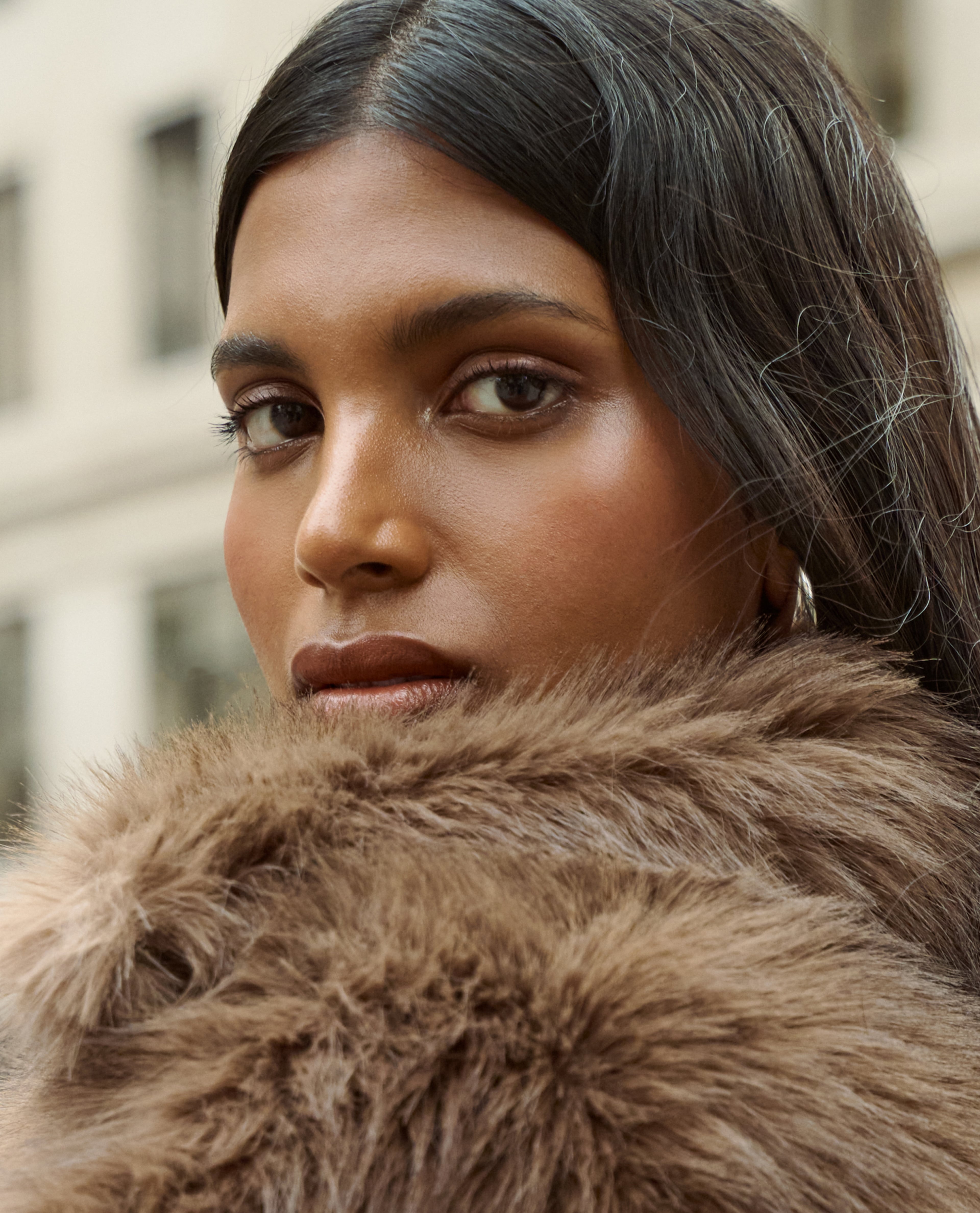 Close-up of models face with radient skin
