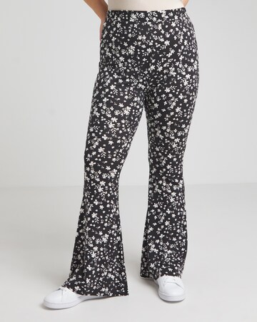 Ditsy Print Jersey Flared Trousers