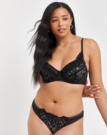 Figleaves Harper Geometric Lace Full Cup Bra B-G - Black