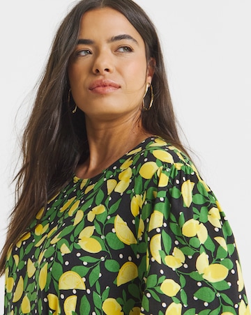 Simply Be Lemon Print Spun Viscose Midi Dress