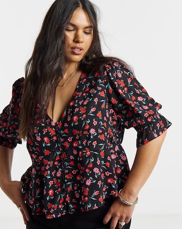 Shirred Sleeve Tea Blouse