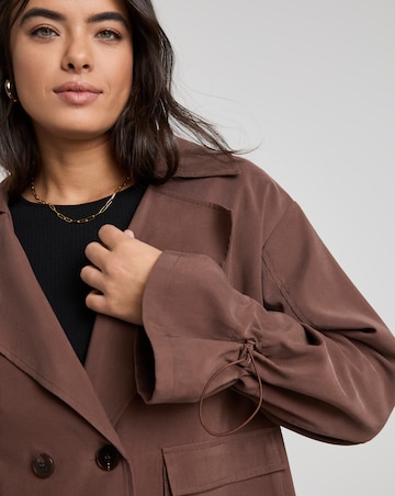 Simply Be Brown Drape Cropped Trench