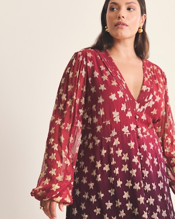 Ombre Star Jacquard Skater Dress