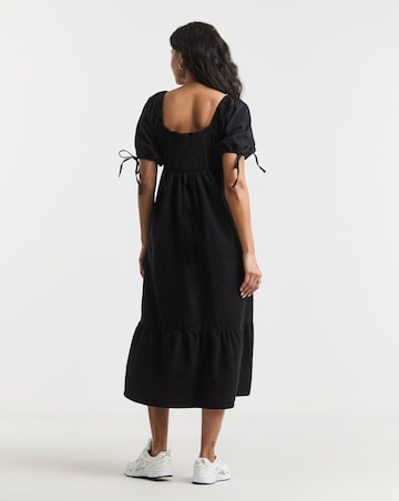 Simply Be Black Midi Shirred Denim Smock Dress