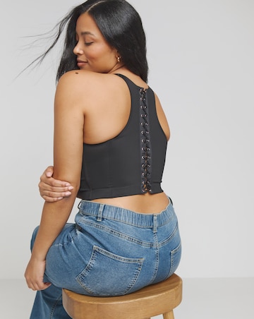Figleaves Neoprene Underwired Front Fastening Non Padded Corset (B-F) Black