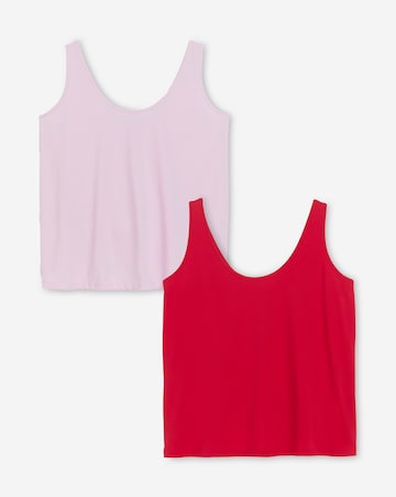 Simply Be Pink & Red 2 Pack Pure Cotton Slouchy Vest
