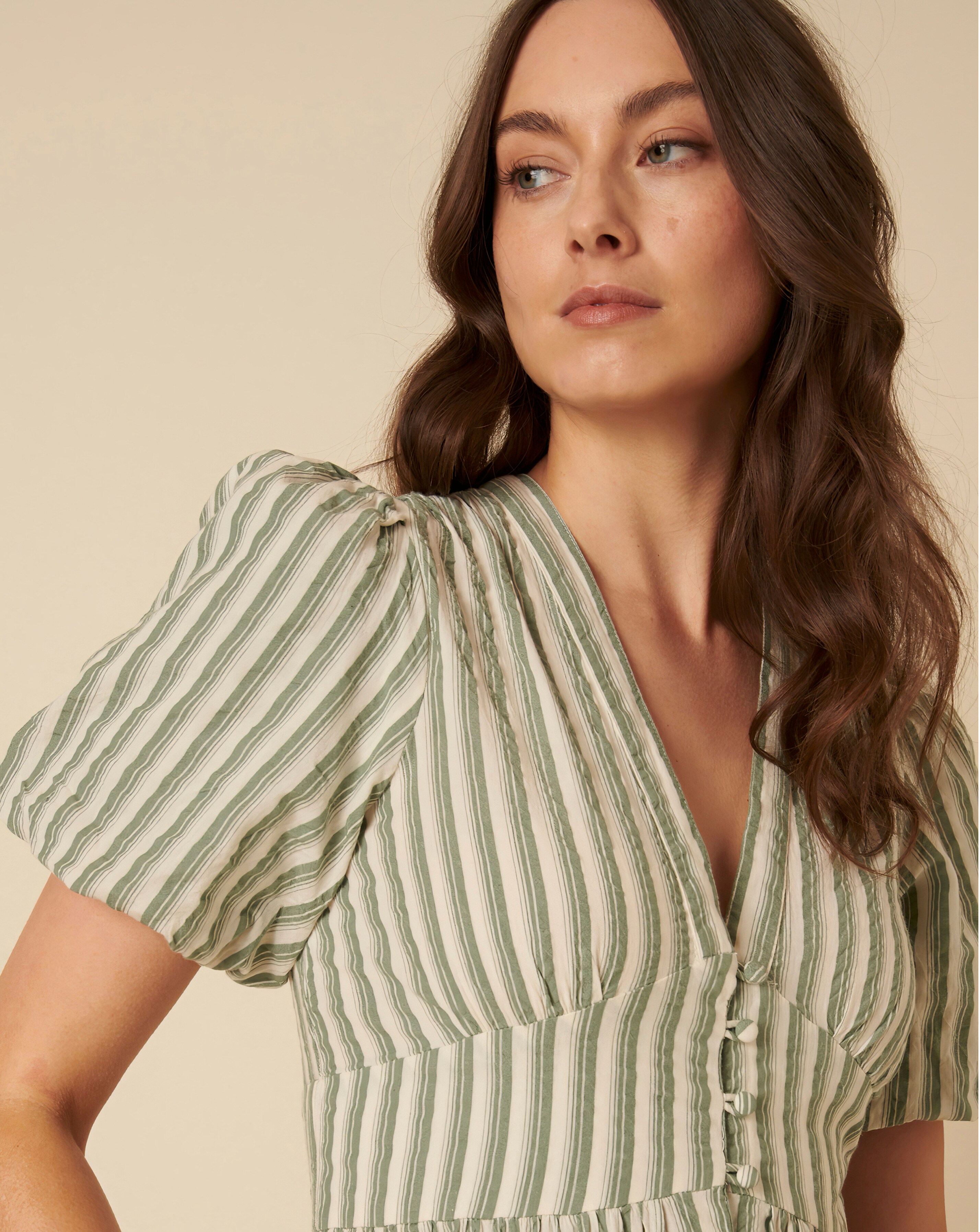 Nobody's Child Green Stripe Starlight Midaxi Dress | Simply Be Nobody's Child Green Stripe Starlight Midaxi Dress | Simply Be