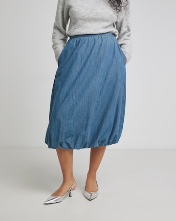 Simply Be Mid Blue Bubble Hem Denim Skirt