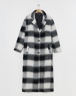 Brushed Mono Check Maxi Coat