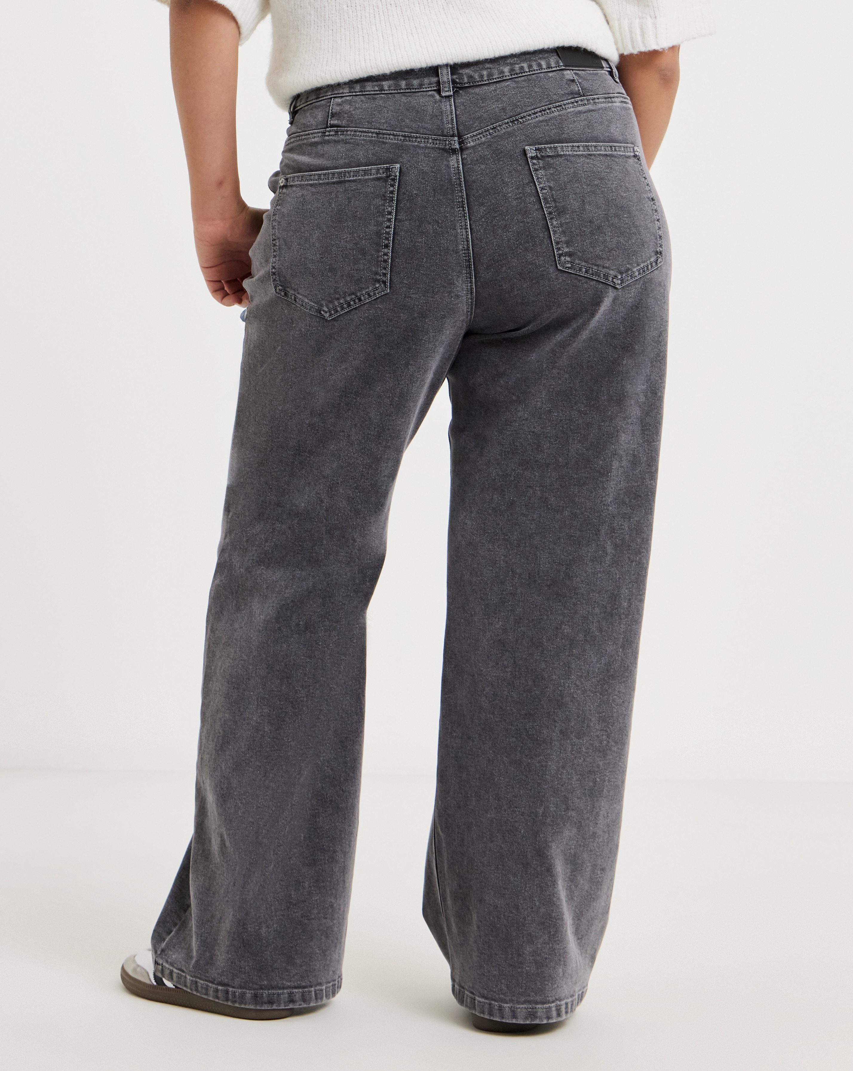 Dark Grey Wide Leg Jeans | Simply Be