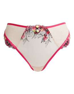 Figleaves Olivia  Embroidery High Leg Thong - Neon