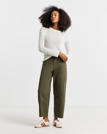 Olive Dart Detail Barrel Leg Jeans