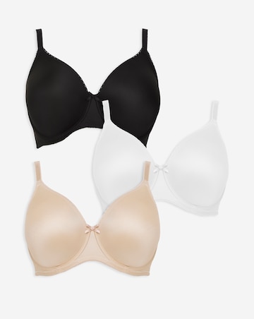 Pretty Secrets (3 Pack) Full Cup Wired Bras (B-E) Black/White/Almond