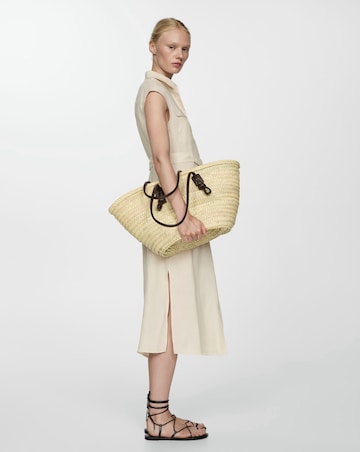 Mango Pure Linen Shirt Dress with Tie Detail
