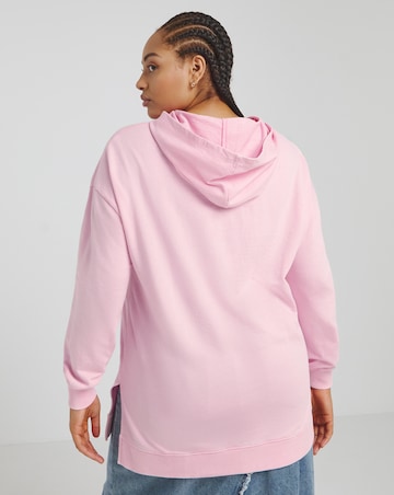 Pink Acid Wash Side Split Hoodie