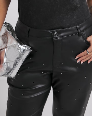 Embellished PU Straight Leg Trousers