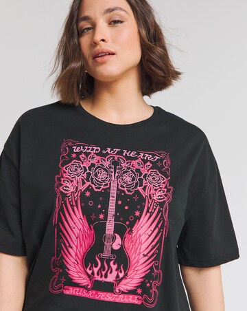 Black Wild at Heart Longline Slogan T-Shirt