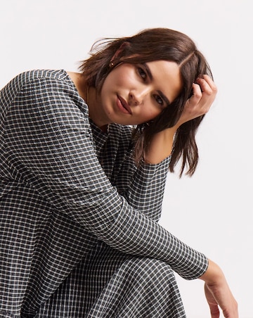 Simply Be Mono Jersey Check Drop Waist Midi Dress