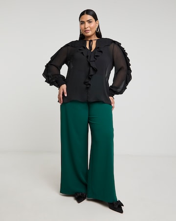 Joanna Hope Crinkle Chiffon Ruffle Blouse