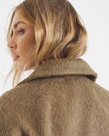 Simply Be Neutral Seamed Detail Faux Wool Bomber