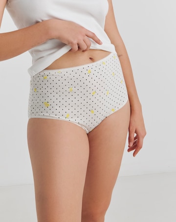 Pretty Secrets (7 Pack) Cotton Full Fit Brief Knickers Lemon Stripe