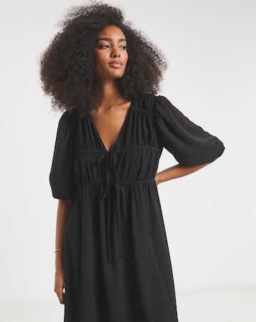 Simply Be Black Cinch Detail Midi Dress With Pockets