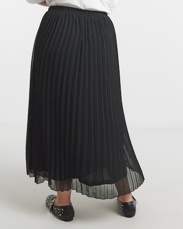 Simply Be Black Pleated Chiffon Midaxi Skirt