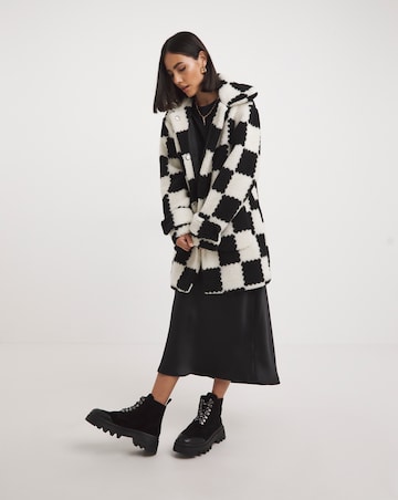 Mono Checkerboard Teddy Coat
