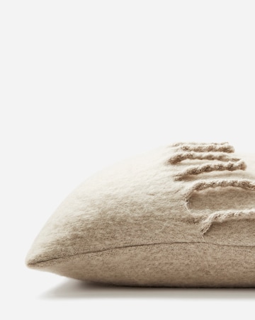 Faux Mohair Fringed Cushion - Natural