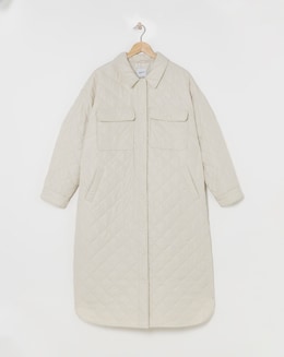 Stone Longline Quilted Shacket