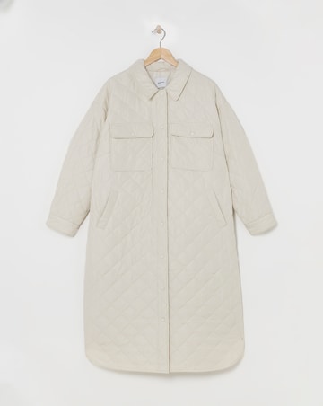 Stone Longline Quilted Shacket