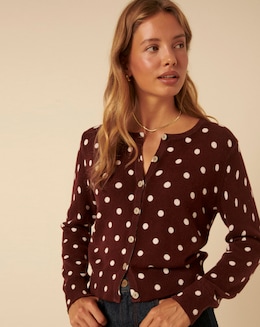 Nobody's Child Brown Polka Dot Cardigan