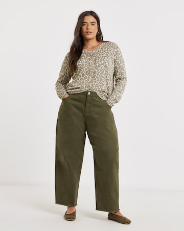 Olive Dart Detail Barrel Leg Jeans