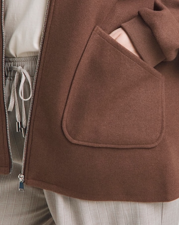 Chocolate Soft Zip Through Bomber Jacket
