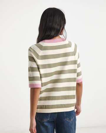 Simply Be Contrast Stripe Half Sleeve Knitted Jumper