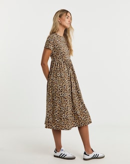 Leopard Print Supersoft Pocket Midi Dress