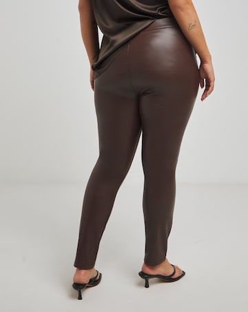Seam Detail High Waist PU Leggings