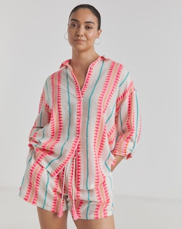 Beach to Beach Jacquard Stripe Beach Shirt and Shorts Co ord