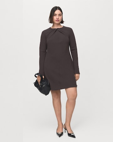 Mango Long-Sleeve Mini Dress With Draped Neck