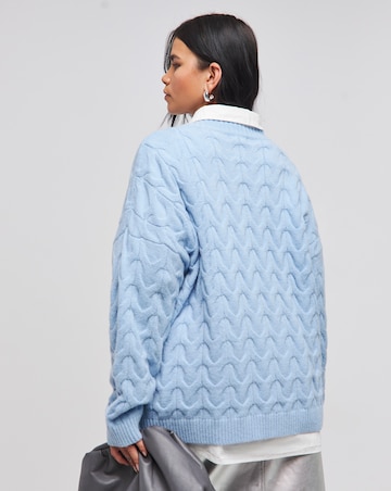 Light Blue Mid Weight Cable Knit Jumper