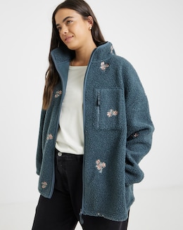 Simply Be Charcoal Bog Embroidered Floral Sweatshirt