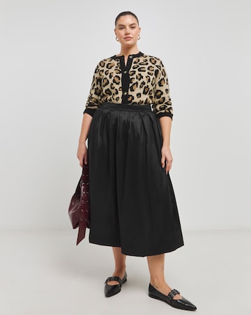 Black Taffeta Woven Full Maxi Skirt