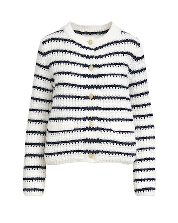 Simply Be Stripe Crew Neck Cardigan