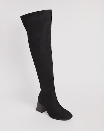 Bronte Stretch Over The Knee Heeled Boots - Extra Wide Fit (EEE) & Curvy Calf
