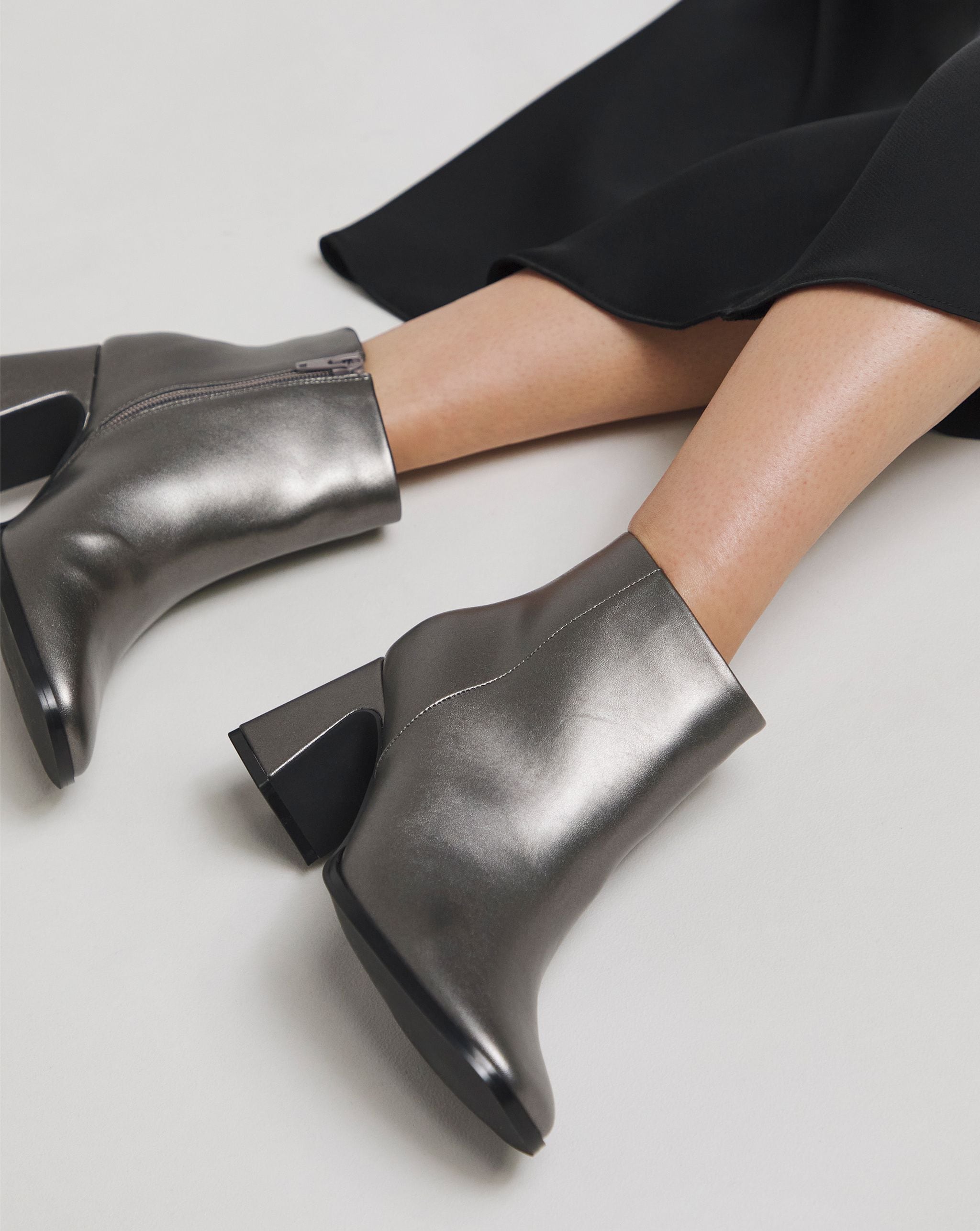 Metallic shiny ankle boots