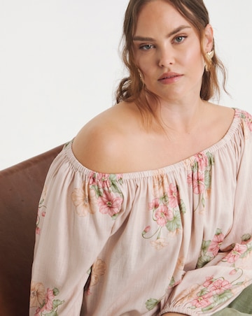 Simply Be Floral Bardot Linen Blend Top