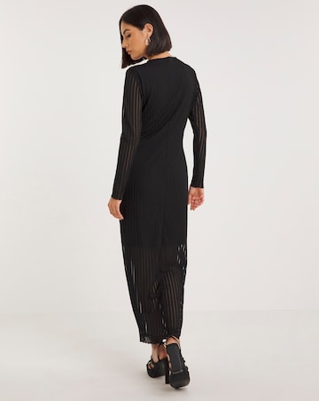 Black Textured Jersey Midaxi Dress