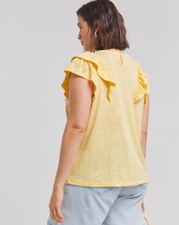 Pale Yellow Broderie Yoke Top