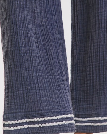 Native Youth Wide Linen Blend Contrast Stitch Trouser