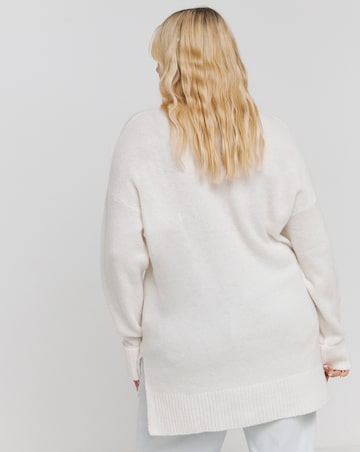 Ivory Slouchy V Neck Longline Jumper